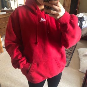 Red Oversized Adidas Hoodie
